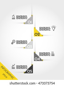 yellow set of corner stickers, timeline concept
