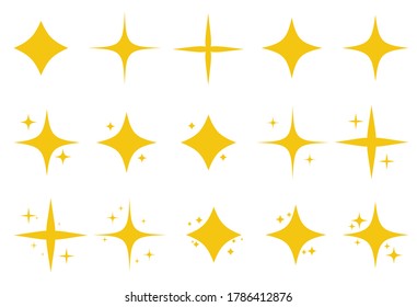 Yellow set of original bright stars sparkle icon. Glowing light effect stars collection. Vector Illustration EPS10