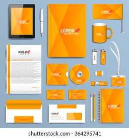  Yellow set of vector corporate identity templates. Modern business stationery design.