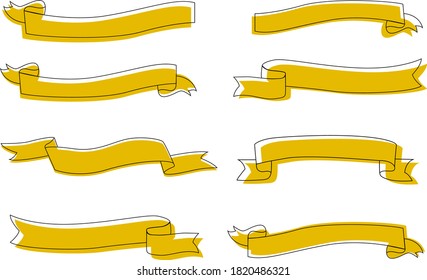 Yellow set vintage autumn ribbon