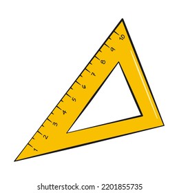 Yellow setsquare. Vector illustration. Cartoon