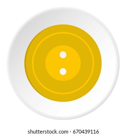 Yellow sewing button icon in flat circle isolated vector illustration for web