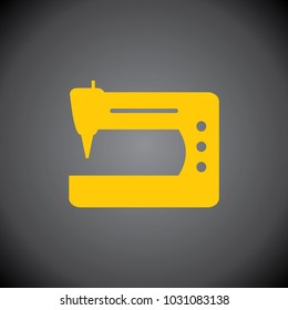 Yellow Sewing Machine icon on black background.