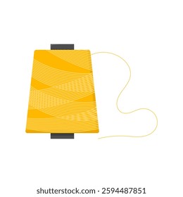 yellow sewing thread. sewing equipment and materials. garment industry. tailor. vector illustration