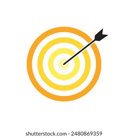 Yellow shade bullseye dart target icon. Dart target goal marketing sign. Arrow dart logo vector. Winner dart sign.