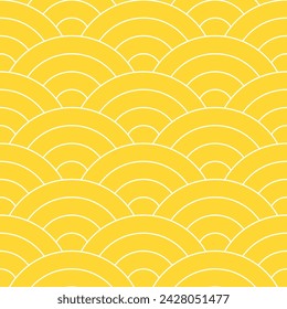 Sombra amarilla de fondo de patrón de onda japonés. Vector de patrón sin costura japonés. Ilustración de fondo de ondas. para ropa, papel de embalaje, fondo, fondo, tarjeta de regalo.