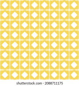 Yellow shapes ethnic seamless pattern. Icat abstract geometric vector illustration.