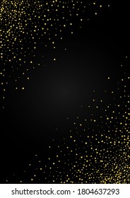 Yellow Shards Holiday Black Background. Effect Triangle Banner. Gold Glow Light Illustration. Dust Vector Background.