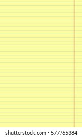 yellow sheet. notepad. Office Equipment, School Supply Vector Paper Notebook