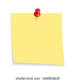 Yellow Sheet Paper Pinned Red Button Stock Vector (Royalty Free ...