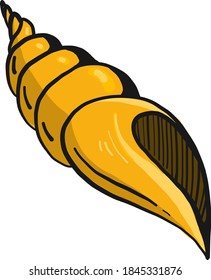 Yellow shell, illustration, vector on white background