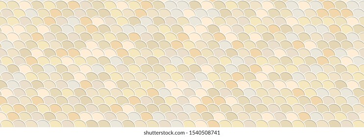 Yellow shells background. Abstract geometric vector pattern. Pastel colors. 3d graphic effect.
