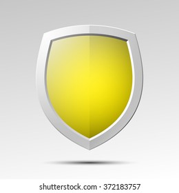 Yellow Shield. Design shape Origami vector banner