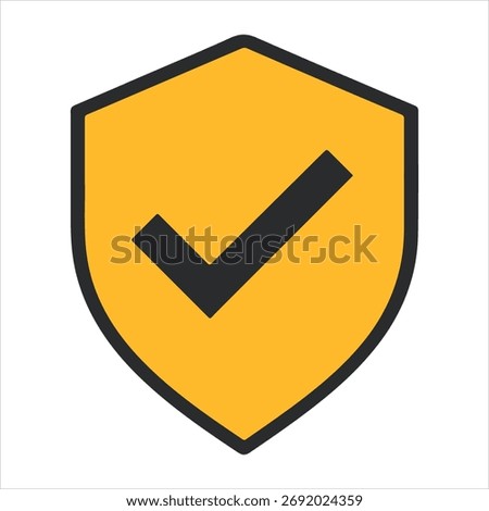 A yellow shield icon with a black checkmark, symbolizing security, protection, and verification.