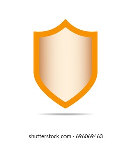 Yellow shield, isolated on white background. The concept of protection. Vector illustration.