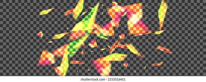 Vector transparente de fondo de brillo amarillo. Textura de capa de partículas. Diseño brillante. Naranja Brillante. Plantilla especial de Confetti.
