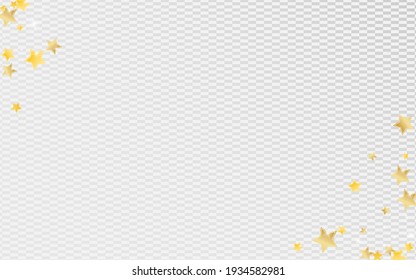 Yellow Shimmer Stars Vector Transparent Background. Twinkle Sparkle Template. Glitter Texture. Gold Party Star Banner.