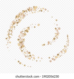 Yellow Shine Abstract Transparent Background. Christmas Dot Backdrop. Gold Dust Golden Postcard. Polka Light Design.