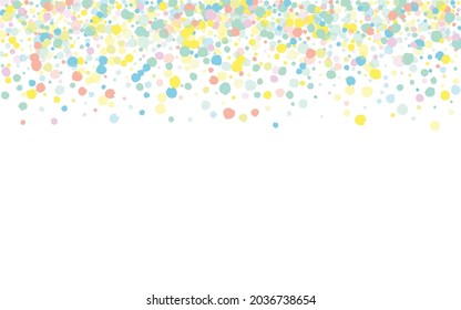 Yellow Shine Decoration White Background. Christmas Splash Banner. Carnaval Dust Backdrop. Color Rain FallingFestive Design.