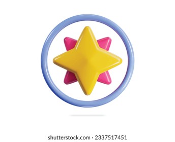icono de estrella de brillo amarillo 3d ilustración vectorial