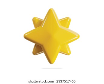 yellow shine star icon 3d render vector illustration