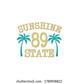yellow shine text line palm green tee illustration art vector