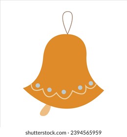 Yellow shining bell flat vector illustration. Cute yellow shining bell cartoon vector illustration for graphic design and decorative element