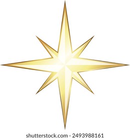 Yellow shining eight pointed star beautiful design