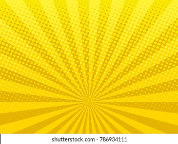 Yellow shining halftone design background retro vector illustration.