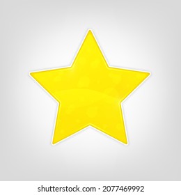 Estrella amarilla brillante. Ilustración vectorial con sombra descendente sobre el fondo.