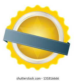 Yellow shiny badge, vector format