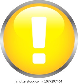 Yellow Shiny round button with Exclamation Mark