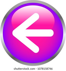 Yellow Shiny round button with Left arrow mark