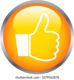 Yellow Shiny round button with Thumbsup mark