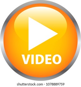 Yellow Shiny round button with video mark