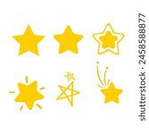 Yellow Shiny star icons set Twinkle sparkling stars vector
