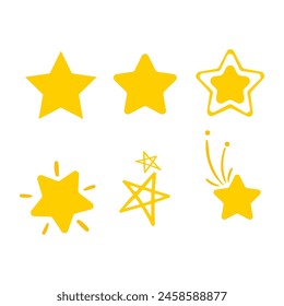 Gelb Glänzende Sterne Icons Set Twinkle funkelnde Sterne Vektorgrafik
