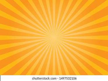 Yellow shiny starburst background. Vector illustration.