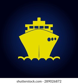 Yellow ship icons  on a blue background