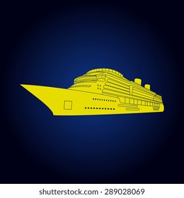 Yellow ship icons vector on a blue background
