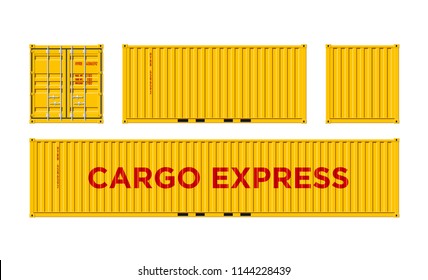 Yellow Shipping Cargo Container for Logistics and Transportation Isolated On White Background Vector Illustration Easy To Change