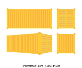 Yellow Shipping Cargo Container Twenty and Forty feet. for Logistics and Transportation. Vector stock Illustration.