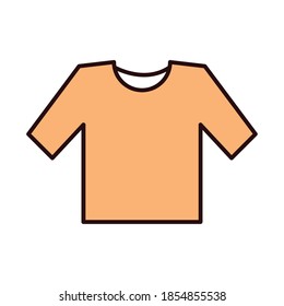yellow shirt fashion clothes vector illustration line and fill icon