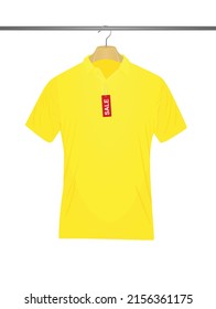 Yellow shirt with price tag, vector
