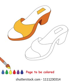 Yellow Shoe to be colored, the coloring book for preschool kids with easy educational gaming level.