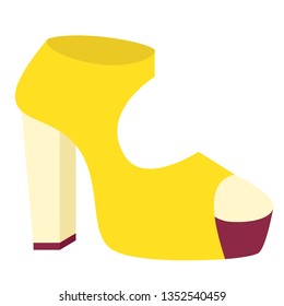 Yellow shoe flat illustration on white