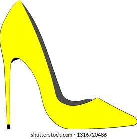 Yellow shoes with high heels.