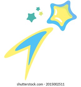 Estrella de tiro amarilla Ilustración vectorial de dibujos animados sobre fondo blanco