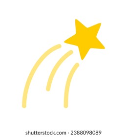 Yellow shooting star icon flat vector design