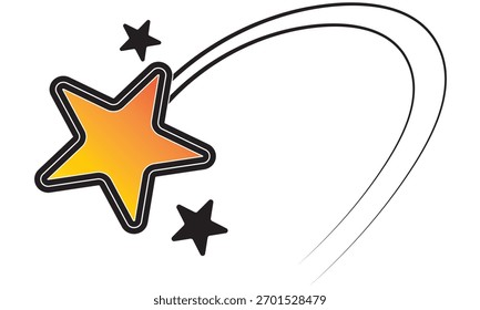 Gelber Sternschnuppe Symbol flaches Vektordesign